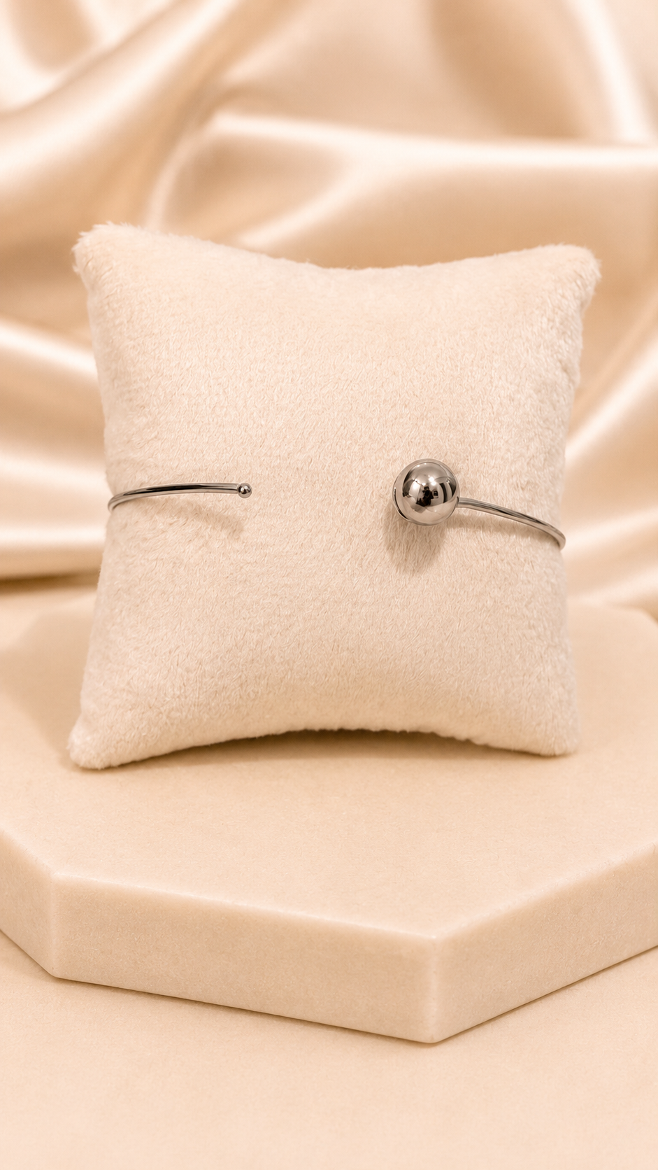 Bracelete Bolinha Ródio Branco