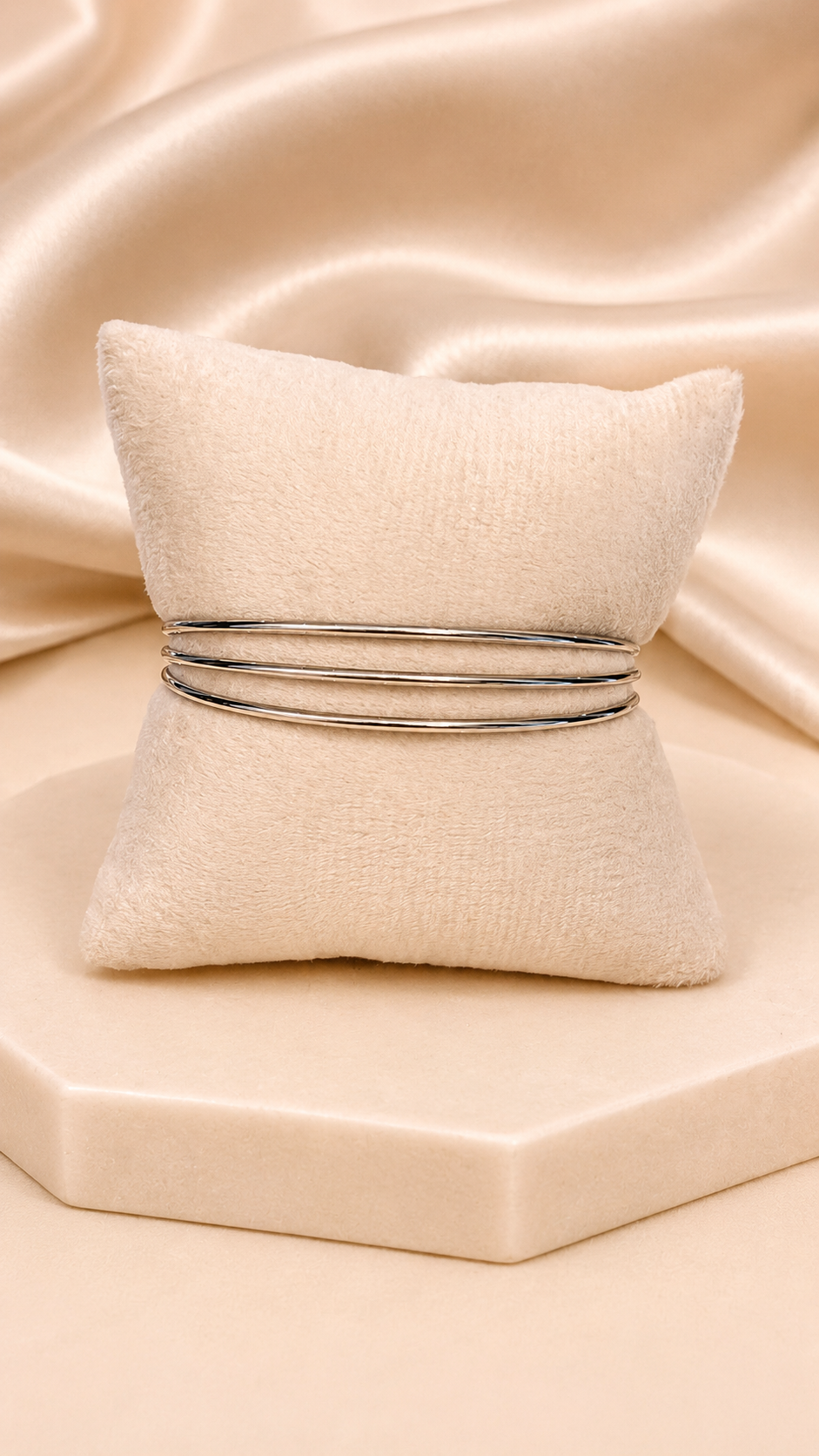 Bracelete Triplo Ródio Branco
