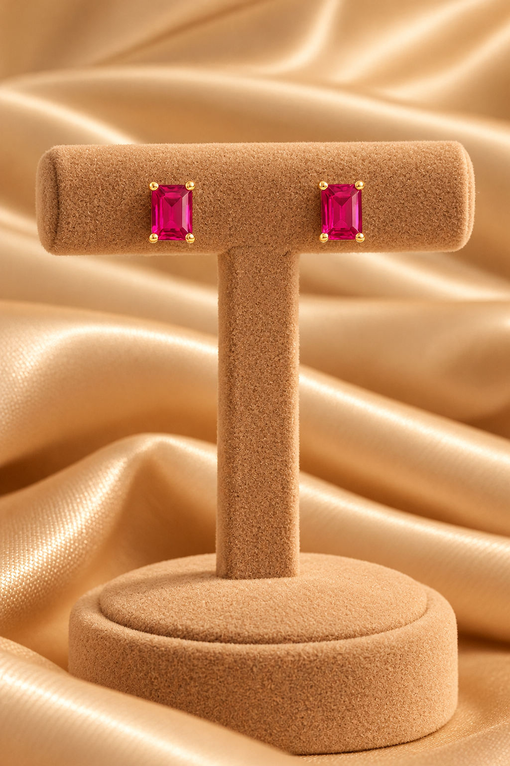 Brinco Cristal Quadrado Pink