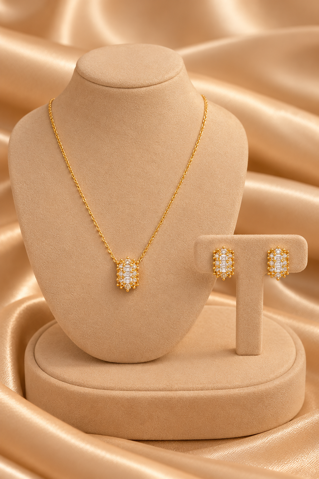 Conjunto Cravejado Pingente Rendado